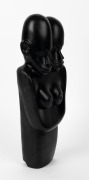 SYLVESTER MUBAYI (1942 - 2022, Shona - Zimbabwe), Two Faces, black marble sculpture incised "MUBAYI" to base, 44cm tall. - 3