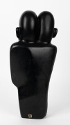 SYLVESTER MUBAYI (1942 - 2022, Shona - Zimbabwe), Two Faces, black marble sculpture incised "MUBAYI" to base, 44cm tall. - 4