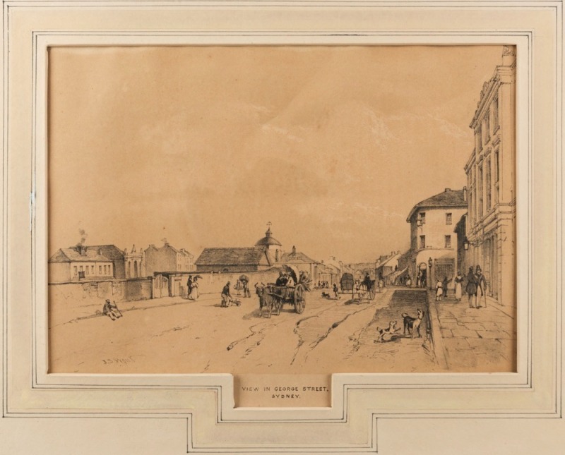 JOHN SKINNER PROUT (1805-1876), View Of George Street, Sydney, lithograph, ​​​​​​​21 x 27cm, 41 x 48cm overall