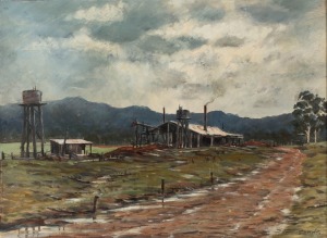 LESLIE ALBERT EDWARD (BILL) SANDS (1917-1995), I.) Blunt's Yard, (28 x 39cm), II.) From Blunt's Slip, (44 x 55cm), III. (saw mill), (35 x 48cm), oil on board, all signed "Sands", ​​​​​​​the largest 56 x 72cm overall