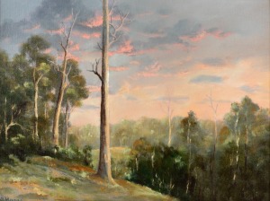 J.S. MOORE, untitled Australian landscape, oil on canvas board, signed lower left "J.S. Moore", ​​​​​​​29 x 39cm, 51 x 61cm overall