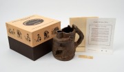 BENDIGO POTTERY "Ned Kelly" character jug in original box with papers, limited edition 84/3000, factory mark to base, 16.5cm high