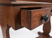 A Colonial Australian cedar desk with gallery top and three drawers, full cedar construction, Northern New South Wales original, circa 1850s, 96cm high, 95cm wide, 46cm deep - 2