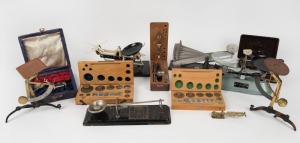 SCALES & WEIGHTS group of assorted examples, some boxed, mostly 20th century, (11+ items) ​​​​​​​the largest 24cm wide