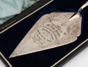 BRUNSWICK BAPTIST SUNDAY SCHOOL presentation trowel, silver plated with carved ivory handle in original presentation box. Engraved "Presented To Mr. John Jenkin On The Occasion Of his Laying The Memorial Stone Of The Baptist Sunday School, Brunswick, May - 2