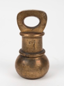 WAR DEPARTMENT antique 7lb. brass bell weight, with broad arrow stamp, 19th century, ​​​​​​​15.5cm high