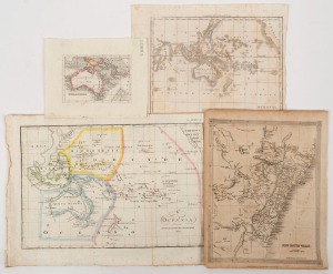 A group of maps comprising of "Melanesia" (c.1826), "Oceania di G.L.Dy de Rienzi" (1838), "L'Oceania" (1846), "New South Wales" (1841). Various sizes. (4 items).