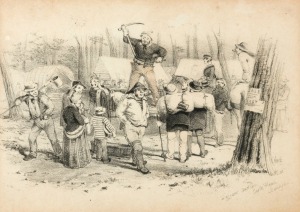 SAMUEL THOMAS GILL (1818-1880), A collection of original plates from "Sketches Of The Victoria Gold Diggings And Diggers As They Are" [1853]; ​​​​​​​all individually framed (and mostly glazed). Titles include "Diggers Auction, Eagle Hawk, Bendigo", "On Be