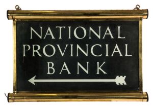 NATIONAL PROVINCIAL BANK vintage double sided sign, 20th century, ​​​​​​​46 x 65cm