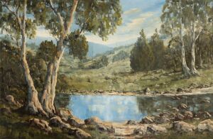 RONALD PETERS (Australian), (untitled&nbsp;river scene), oil on board, signed lower right "Ronald Peters, '69", 61 x 91cm, 73 x 104cm overall