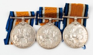 1914-20 British War Medals to Australians: 365 PTE. J.W. O'BRIEN. 7/BN. A.I.F.; 3431 PTE. T.O. O'SHEA. 58 - BN. A.I.F.; and, 3218 PTE. W.H. PETERS. 23 BN. A.I.F. (3 medals).