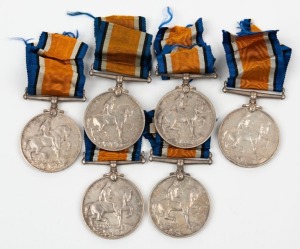 1914-20 British War Medals to Australians:  3881 PTE G.C.L. WATSON. 29 - BN. A.I.F.; 31849 GNR. J. WATT. 4 - D.A.C. A.I.F.; 6102 PTE. L.G. WEINERT. 5 - BN. A.I.F.; 1912 PTE. P. WHITE. 60 - BN. A.I.F.; 6627 PTE C WOOD. 8 BN A.I.F.; and, 4616 PTE J. WOOD 8 