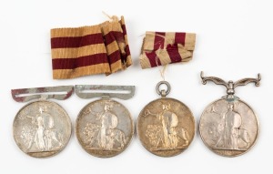 CAMPAIGN MEDALS: Indian Mutiny Medals 1858, engraved to M.M. DOOLEY, 86TH REG'T; J. NICHOLAS, 37TH REG'T; AND'W McFARLANE 72ND HIGHLANDERS; and another medal with name and date removed, (4 medals, all with damaged or replaced clasps).