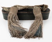 Antique military belt and accoutrements in original case, the case 44cm wide.