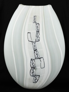 GRANT DONALDSON (attributed) Australian art glass vase with murines, ​​​​​​​35cm high