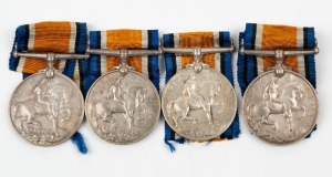 1914-20 British War Medals to Australians: 2242PTE P. FOLEY. 14 BN. A.I.F.; 16197 SPR. H.H. FOOTE. 14 - F.C.E. A.I.F.; 5981 PTE. A. FORD. 22 - BN. A.I.F.; and 4697 PTE. A.J. FRASER. 23 - BN. A.I.F. (4 medals).