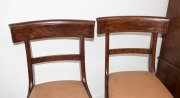 A set of four Australian cedar spade back dining chairs with tapering hexagonal form front legs, sabre rear legs and crinoline front rail, circa 1840 - 3