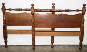 An antique Colonial Australian double bed, blackwood and cedar, Tasmanian origin, mid 19th century, with slats and rails, 121cm high, 132cm wide, 200cm long