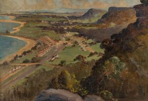 WILLIAM OATES (1862-1945), untitled coastal scene, oil on board, signed lower left "Oates, '34", 44 x 64cm, 53 x 73cm overall