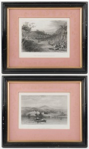 Two antique engravings: I.) Port Darwin, Northern Territory, (by J.C. ARMITAGE), II.) Port Arthur, Tasmania, (by SKINNER PROUT), ​​​​​​​15 x 20cm each, 28 x 33cm each overall