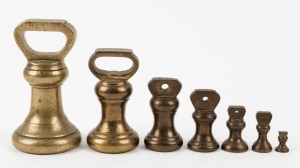 BELL WEIGHTS set of seven graduated examples, 19th century, ​​​​​​​the largest 2lb, 11cm high