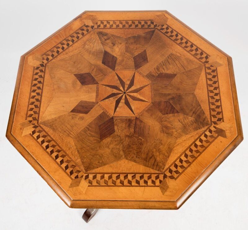 Octagonal Timber Table A rare Colonial Australian octagonal occasional table with specimen ...