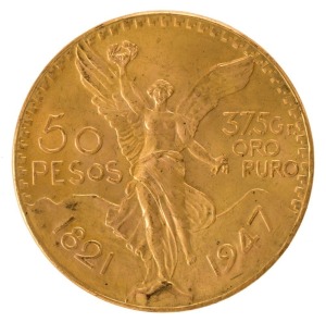 Mexico - Coins: 50 Pesos Pure Gold, 1947 restrike, Uncirculated.