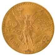 Mexico - Coins: 50 Pesos Pure Gold, 1947 restrike, Uncirculated.
