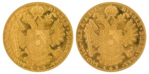 Austria - Coins: 4 Ducat Franz Josef, Gold 1915 restrike, aUnc. (2 examples).