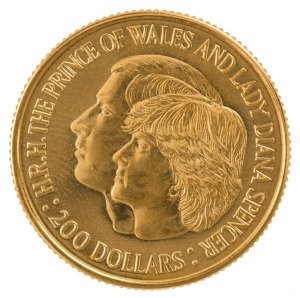 TWO HUNDRED DOLLARS, 1981 $200 gold Royal Wedding, uncirculated; in plastic pouch of issue.