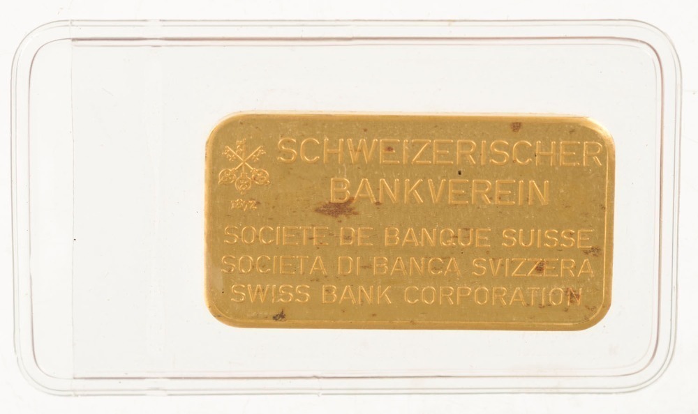 SWITZERLAND, Swiss Bank Corporation, twenty gram fine gold ingot.