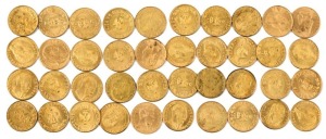 The Emperor Maximilan "One Peso" Fantasy Gold Coin: Forty examples, all dated 1865, but believed to have been produced in the 1960s in Italy. (40).