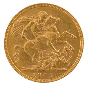 1905 Sovereign, Edward VII, St. George reverse, Perth, aUnc.