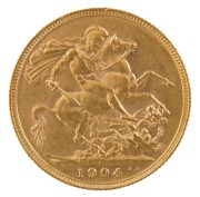 1904 Sovereign, Edward VII, St. George reverse, Perth, Unc.