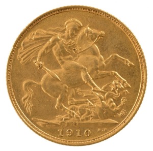1910 Sovereign, Edward VII, St. George reverse, Sydney, aUnc.