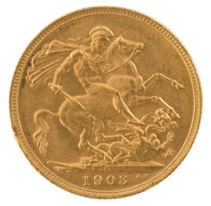 1903 Sovereign, Edward VII, St. George reverse, Sydney, aUnc.