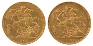 1900 & 1901 Sovereigns, Veiled head, St. George reverse, Perth, VF/EF. (2).