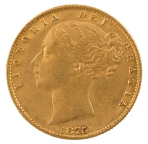 1875 Sovereign, Young head, Shield reverse, Sydney, EF.