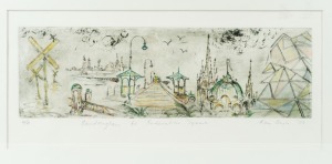 KAY BOYLE, Sandringham To Federation Square, lithograph, 4/6, signed lower right "Kay Boyle, '03", ​​​​​​​15 x 35cm, 26 x 45cm overall