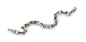 MUSSON 18ct white gold and black diamond chain-link bracelet, 37 grams