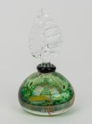 M. B. STONOR Australian art glass perfume bottle with floral marines, engraved "Stonor",  11cm high  - 2