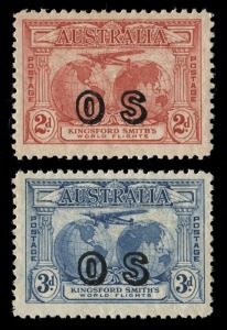 OFFICIALS: 1931 2d & 3d Kingsford Smith OS overprints, MUH but with areas of gum absence. (2).