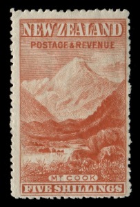 NEW ZEALAND: 1898 (SG.259) 5/- Mount Cook, fresh MUH.