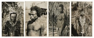 Postcards: PAPUA AND NEW GUINEA TERRITORIES: A collection of photographic postcards featuring religious gatherings, locals demonstrating their traditional costumes, shamanic practices, weaponry, and fishing equipment, as well as highland vistas, huts, vil