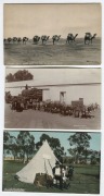 Postcards: AUSTRALIA - EARLY COUNTRY LIFE: A collection of postcards featuring photographs and illustrations of bushmen's encampments, gold diggers at work, horse, bullock, and camel trains, horse-drawn carriages on country roads, agricultural practices, - 2
