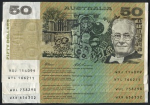 Fifty Dollars, Fraser/Evans (1993) (R.515) Ab11 767543/544, (4) Vg-Ef.