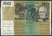 FIFTY DOLLARS, Fraser/Evans (1993) (R.515)&nbsp; AB11 767543/544, (4) VG-EF.
