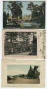 Postcards: VICTORIA - CENTRAL & SOUTH EAST: Postcards featuring street views with much business signage, early motorised buses in Healesville, Cathedral Mount from Mount Gorden, Quick March State School, Mayer Chalet in Warburton, settlers posing with the - 3