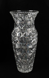 GRIMWADE (CROWN CRYSTAL) Australian crystal mantle vase, circa 1930, 41.5cm high