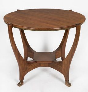 An Australian blackwood swivel top card table with claw feet, most likely the work of HARRY GOLDMAN of Melbourne, circa 1925 75cm high, 92cm diameter